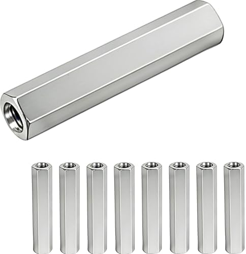 304 Stainless Steel Metric hex Coupling Nuts M6 x 1.0-Pitch 50mm 8 Pcs | Coupling Nuts,rod extension nut,metric threaded stud connector,long hex nut,bolt extender,DIY assembly hardware