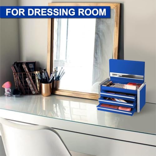 p.i.t. mini tool box,3 drawers small metal toolbox on a desk or shelf