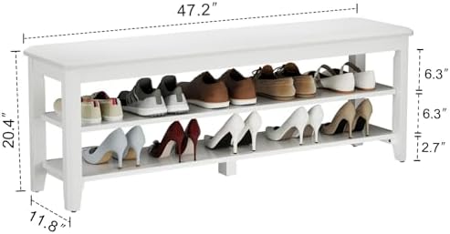 aqimuele wood shoe rack bench, 2 tier shoe shown in use