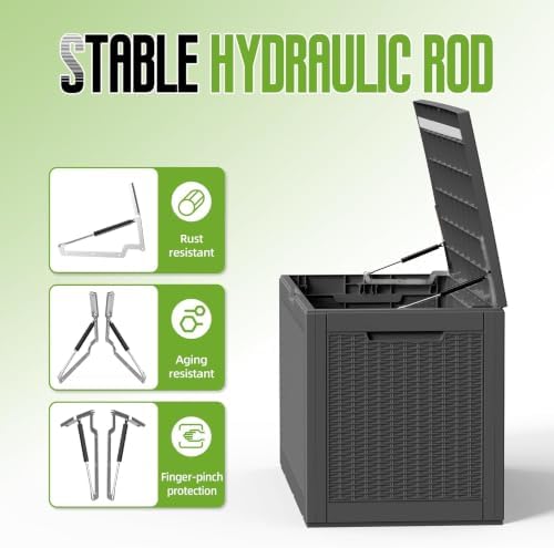 160 gallon outdoor storage box waterproof lockable deck, close-up detail