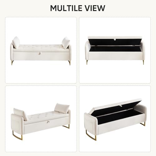 48" end of bed bench, modern storage bench, front angle view