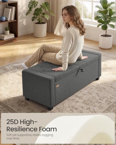 songmics storage ottoman, 48 inches long bed end showing dimensions