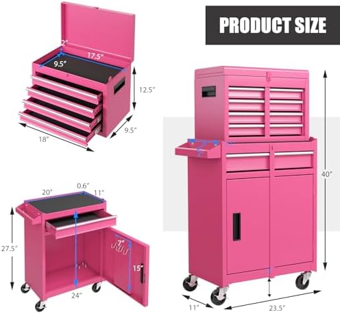 ironmax 2-in-1 detachable rolling metal tool chest, 5, close-up detail