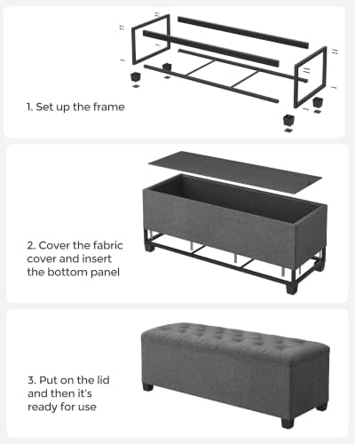 songmics storage ottoman bench, foot rest with legs, front angle view