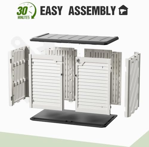 31 cu.ft resin outdoor storage cabinet with 2 showing dimensions