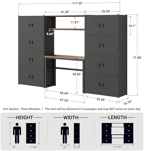 fleximounts 117" l modular garage storage cabinet with shown in use