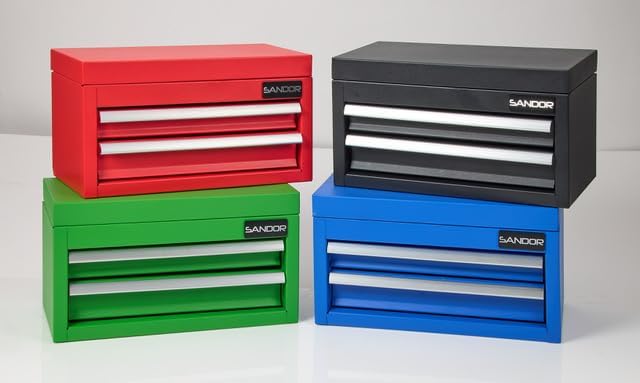 mini tool box - metal tool chest with, front angle view