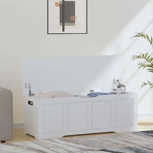 timberer 47.2" storage chest extra large storage bench, front angle view