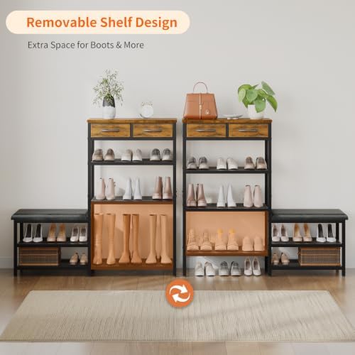 shoe rack bench shoe rack for entryway, cushioned, front angle view