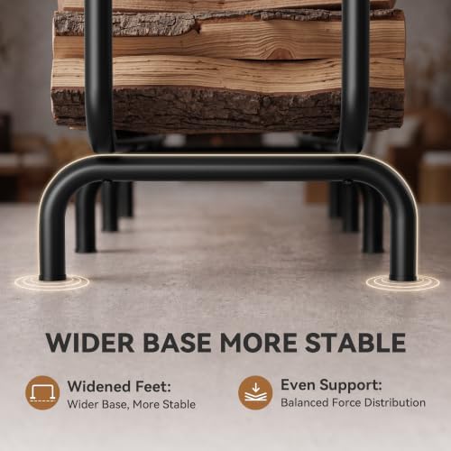4.5ft firewood rack outdoor, heavy duty metal wood, side view