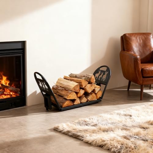 36-inch heavy duty foldable firewood rack - portable shown in use