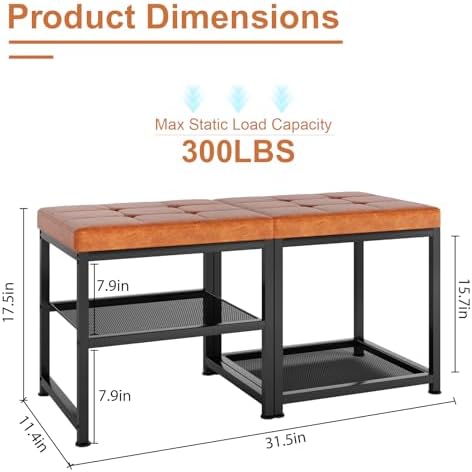 dreamdashio set of 2 small shoe storage benches, close-up detail