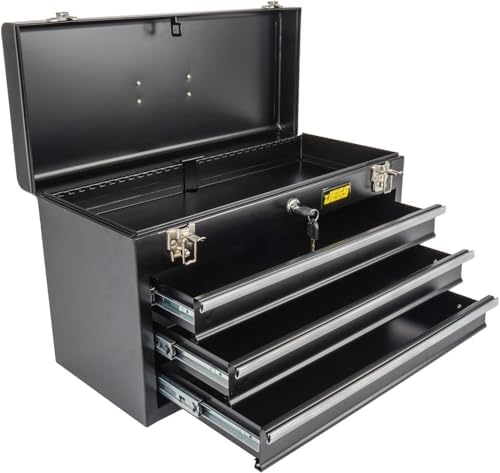portable 3 drawer tool box, close-up detail