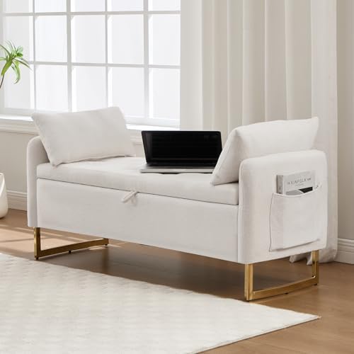 48" end of bed bench, modern storage bench, view 9