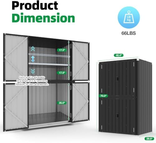 aecojoy outdoor storage cabinet waterproof, 70'' large vertical on a desk or shelf