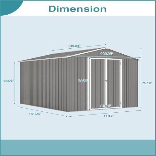 yopto 10x12 ft outdoor storage shed with floor, close-up detail
