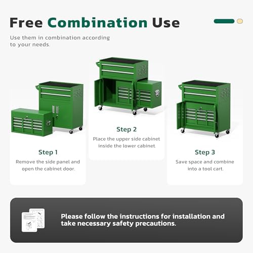 greenvelly 8-drawer tool chest with wheels, pre-assembled rolling, package contents