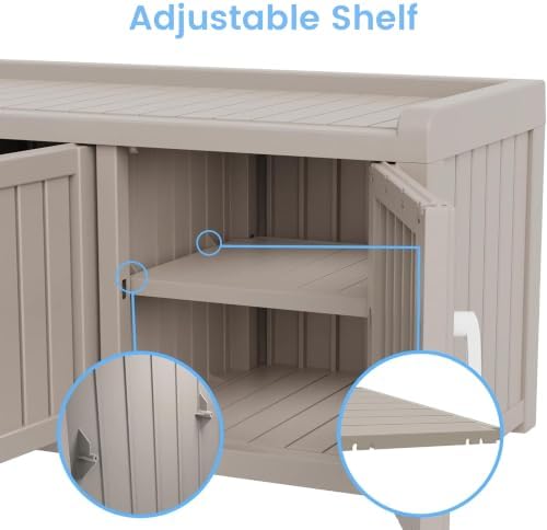 3 doors shoe bench, waterproof & uv-resistant, resin, front angle view