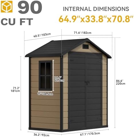 dwvo 6x4 ft resin outdoor storage shed with on a desk or shelf