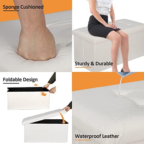 zenstyle 30inches storage ottoman bench, folding footrest stool on a desk or shelf