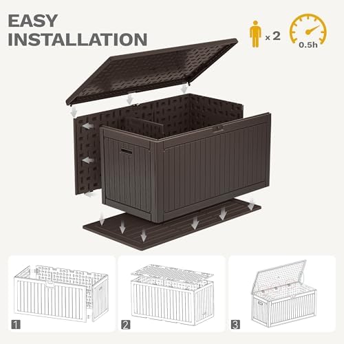 dwvo 320 gallon double-wall deck box with divider, front angle view
