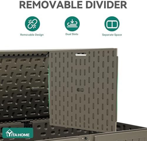 yitahome 220 gallon extra large deck box showing dimensions