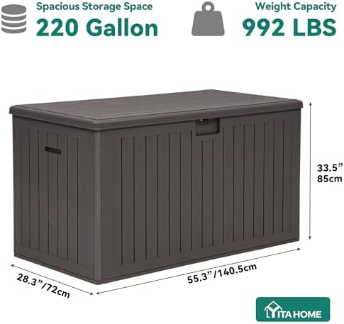 yitahome 220 gallon double-wall deck box with divider on a desk or shelf