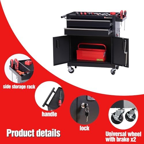 tool chest heavy duty cart steel rolling tool, side view