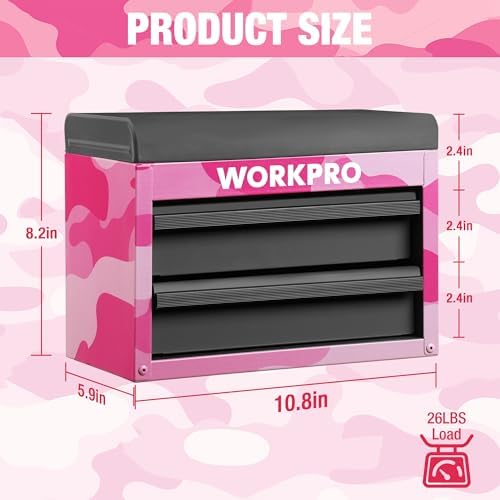 workpro metal mini tool box with 2 drawers shown in use