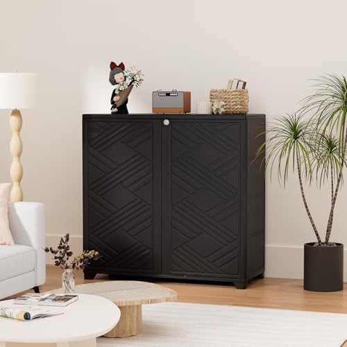 homspark indoor/outdoor storage cabinet with doors and 1, close-up detail