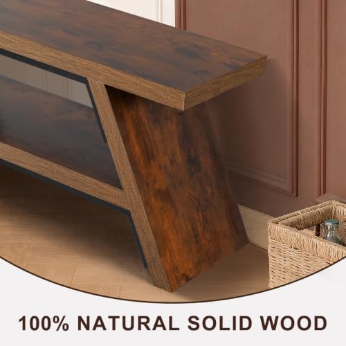 2-tier shoe storage bench, 40" solid wood entryway, side view