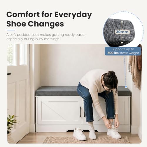 newbulig shoe bench with storage for entryway, 39.4", view 9