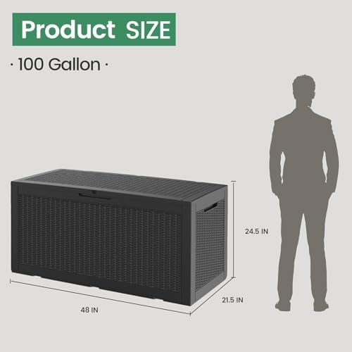 100 gallon outdoor storage box waterproof lockable deck, close-up detail
