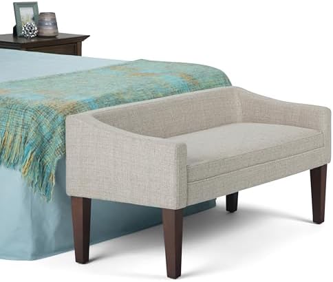 simplihome parris 50" wide upholstered bench in platinum, view 11