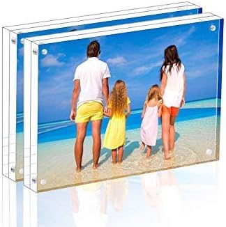 Meetu Acrylic Picture Frame 3.5 x 5 inch, 2 Pack Clear Freestanding Double by Meetu