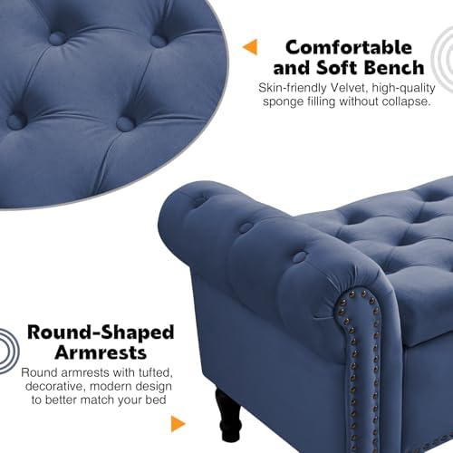 67'' end of bed storage bench king size showing dimensions