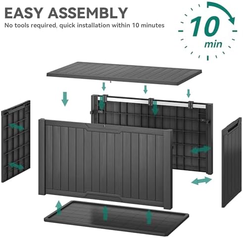 yitahome 240 gallon extra large outdoor storage deck, front angle view