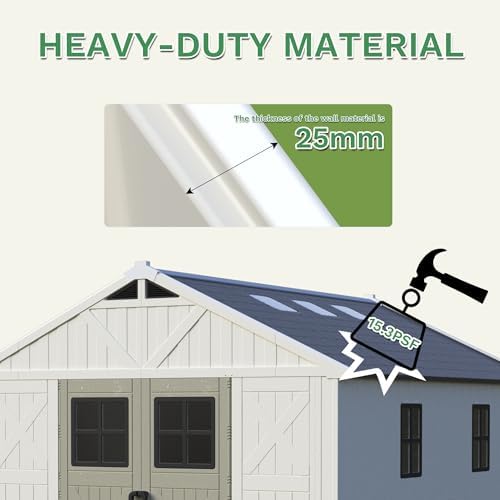 greesum 10x12ft resin outdoor storage shed with floor, package contents