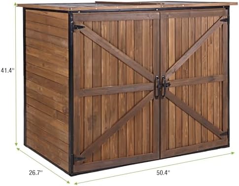 gutinneen outdoor storage shed cabinet with strong iron, front angle view