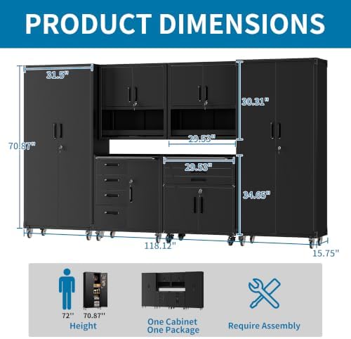 6-piece garage storage cabinets system heavy duty workshop shown in use