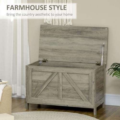 homcom 30" farmhouse storage bench lift top storage, close-up detail