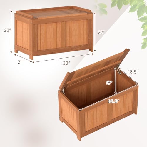 relax4life wood deck box, 52 gallon backyard storage, close-up detail