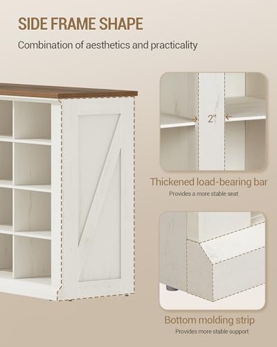hzuaneri shoe storage bench, wooden entryway shoe benches showing dimensions