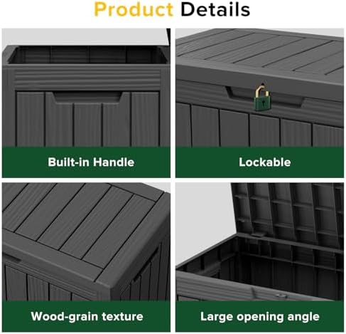 easyup 45 gal waterproof outdoor storage box uv, close-up detail