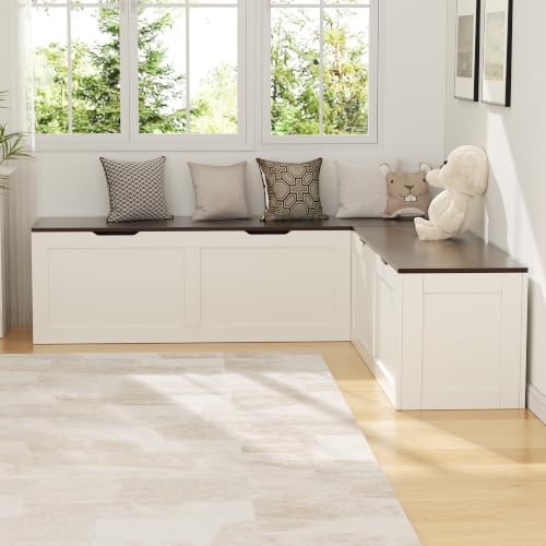 l shaped bench with storage, 63" breakfast nook, view 14