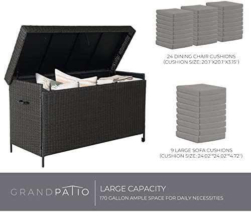 grand patio 170 gallon storage box, dark brown, close-up detail