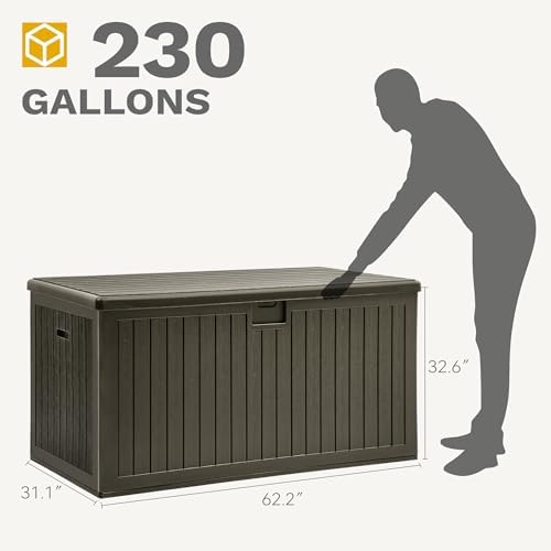 dwvo 230 gallon resin outdoor storage box, xxl, front angle view