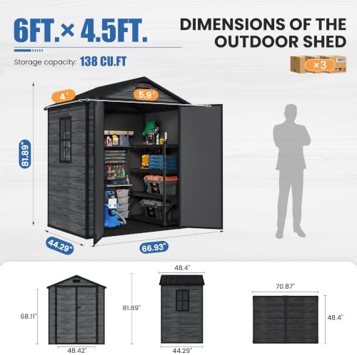 amopatio 6x4 ft outdoor storage shed with floor shown in use