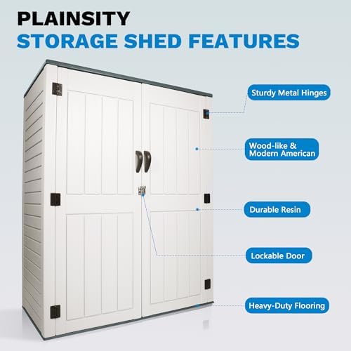 outdoor storage cabinet, 52 cu ft resin storage on a desk or shelf