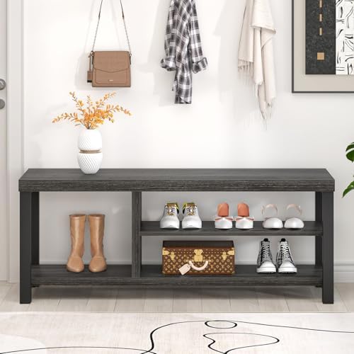 foluban entryway bench, rustic wood shoe storage bench on a desk or shelf